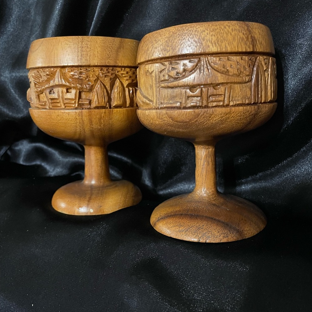 Vintage hand crafted wooden goblet